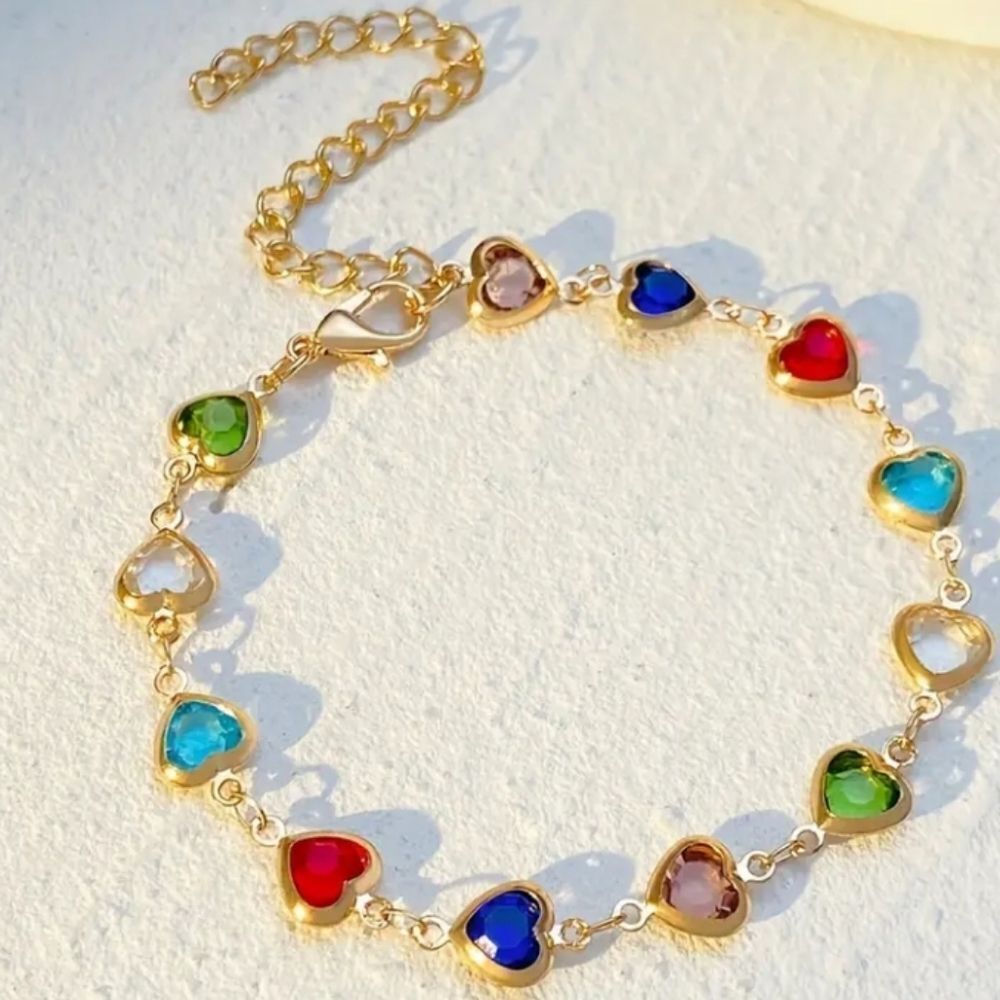 Ladies Colorful heart lovers bracelet 6.79 inches